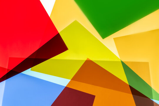 Abstract colorful geometric layers with translucent paper