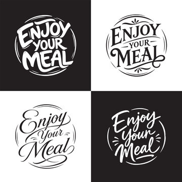 Enjoy Your Meal Vector Round Text Design, Round Tex Design Enjoy Your Meal