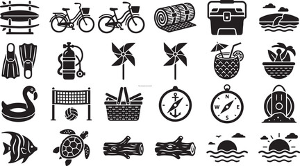 Summer Beach Vacation and Outdoor Activity Icon Set © Syed Radif