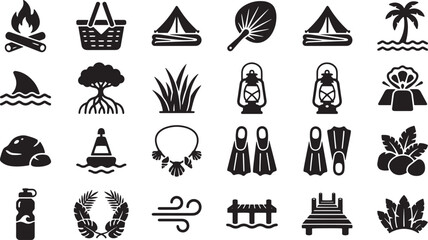 Beach Camping and Tropical Vacation Icon Set © Syed Radif