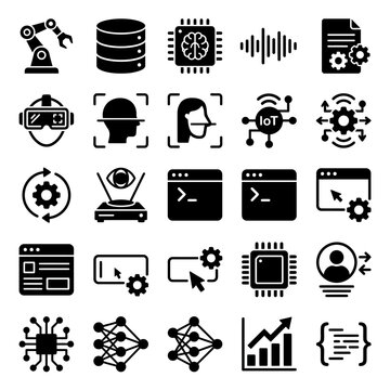 Technology icons for coding.