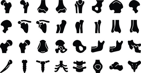 Black and white collection of medical and anatomical bone illustrations © Abraham