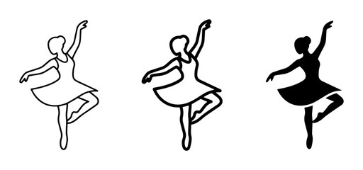 Ballet Dancer Silhouettes, Elegant Poses, Vector Icons for Performance Art © Hamas34