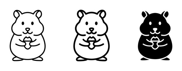 Fototapeta premium Cute Hamster Icon Set, Rodent Vector Graphics, Pet Animal Illustrations