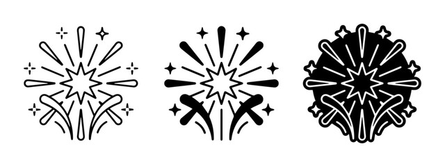 Explosion Icons, Fireworks Symbols, Celebration Graphics, Festive Burst Vector Set © Hamas34