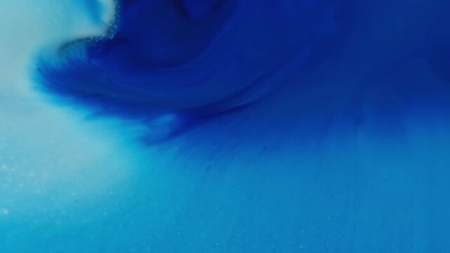 Dissolving ink. Acrylic spill. Blue violet white enamel mixing spreading abstract background. Blur color art whirl steam blend dye.
