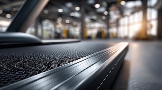 Treadmill stepping belt close up showcasing active workstation for office health and fitness, promoting wellness, movement, and productivity in a modern work environment