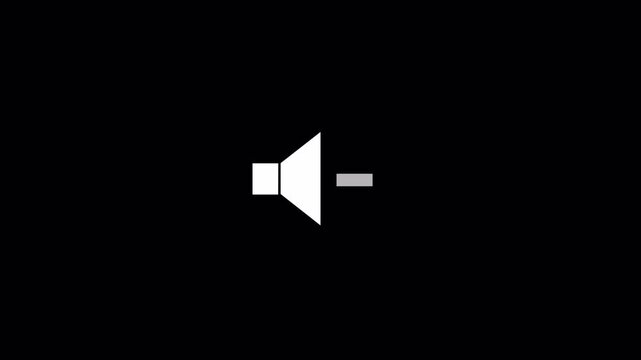 Muted Speaker Icon Animation on Transparent Background, Digital Audio Disabled and low volume  UI Motion Graphic, 4K Alpha Channel.