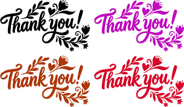 Thank you cards in various colors and floral designs