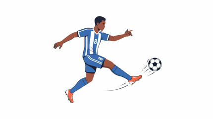Fototapeta premium Illustration of a soccer player kicking a ball in an energetic dynamic action scene.