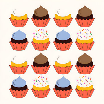 seamless pattern with cupcakes
