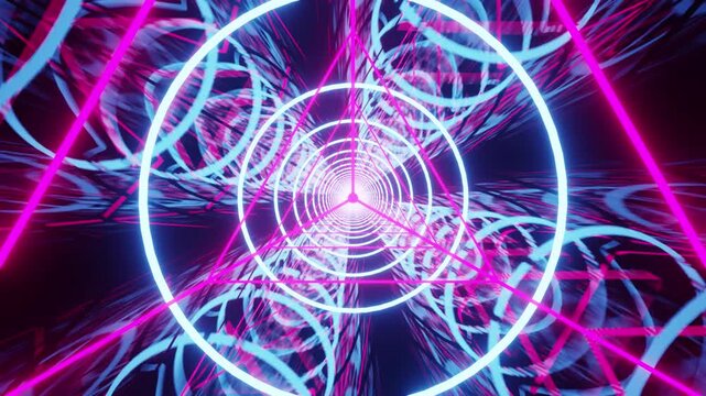 Pink with blue round with triangle tunnel VJ seamless sci fi loop