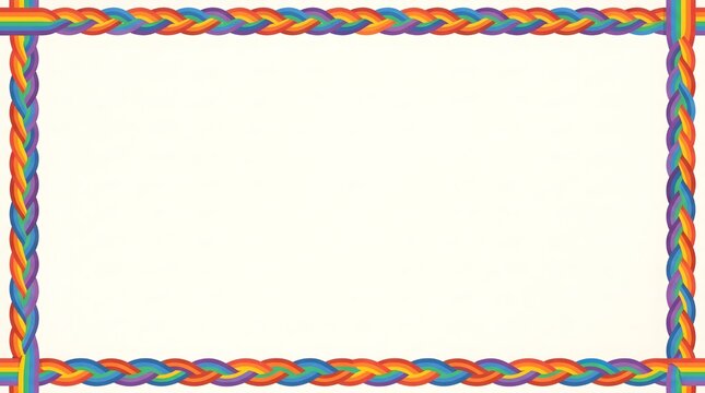 Rainbow braided border frame for photo or text