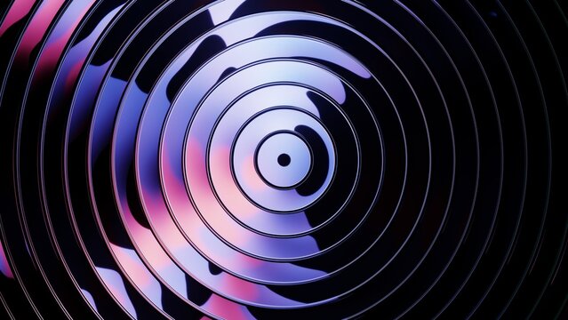Dark circular glass background with concentric light reflection