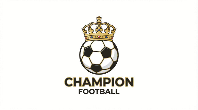 Championship Football Crest with Crowned Soccer Ball Emblem Representing Team Victory and Brand Identity.
