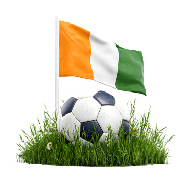 Ivory coast soccer football with national flag on grass sports illustration