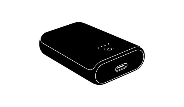 Modern power bank silhouette black and white vector illustration