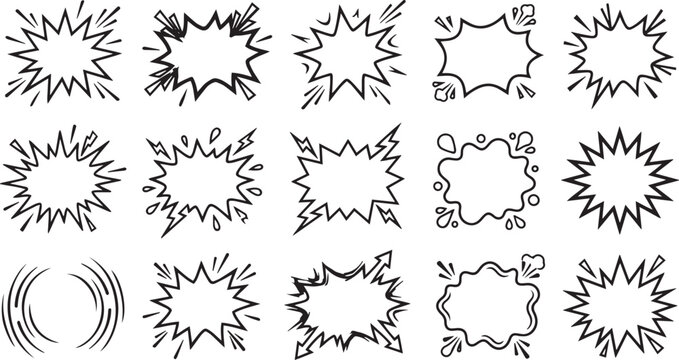 Comic Explosion Speech Bubble Set Vector