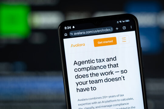 Dhaka, Bangladesh - 05 May 2026: Close-up of Avalara's homepage on a smartphone.