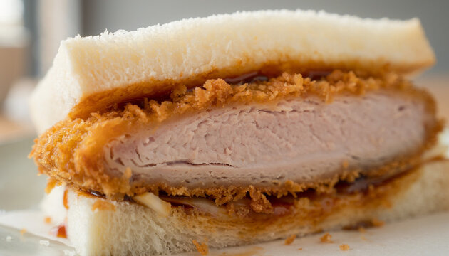 Japanese Katsu Sando Thick Pork Cutlet Cross Section