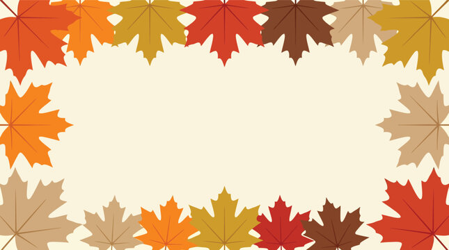 Colorful autumn maple leaves border frame with various fall colors for seasonal design projects
