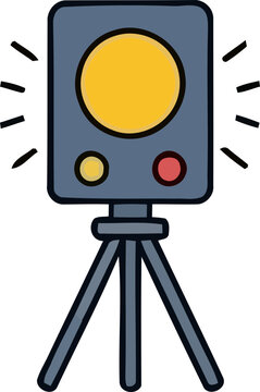 Speed Camera Radar Device on Tripod with Yellow and Red Lights