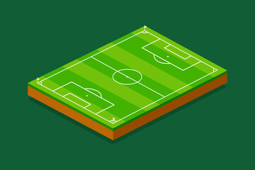 Isometric Soccer Field Vector Illustration with Green Turf and Goal Posts © mamunit1