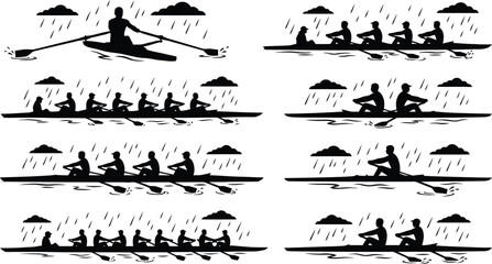 Rowing team racing under rainy skies © RUMA AKTHER