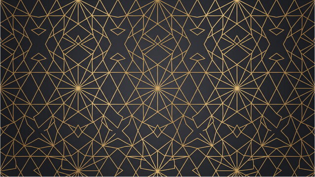 Luxury Golden Line Art Geometric Pattern, Elegant Gold Abstract Vector Background, Modern Premium Metallic Texture Wallpaper