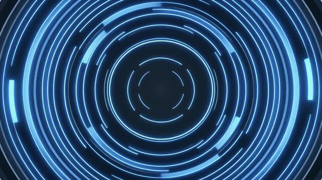 Futuristic Blue Neon Circular HUD Loop Background