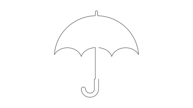 Minimal umbrella outline drawing animation showing simple weather protection concept.