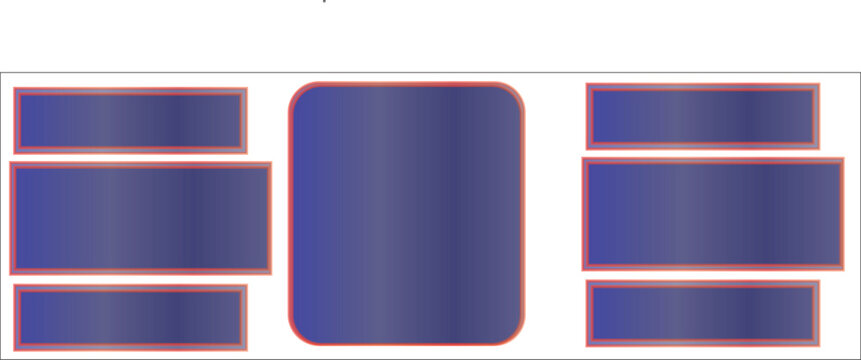 Abstract blue rectangles with red outlines modern digital art composition