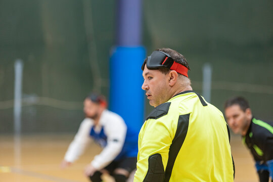 Goalball athlete focused during a Paralympic match