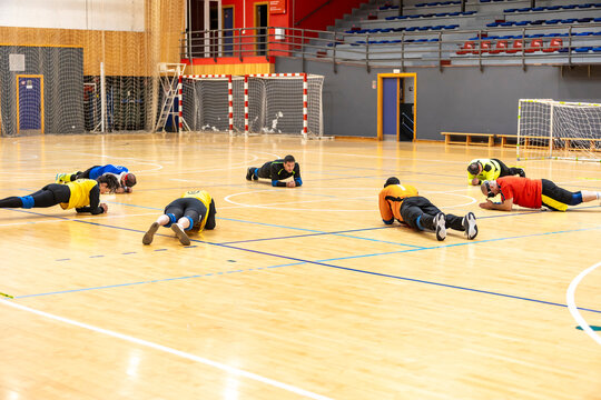 Goalball training session promoting sports inclusion