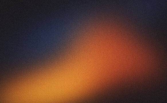 Vibrant abstract wave with smooth gradient blue orange red on black grainy background, grain noise texture creative banner poster header backdrop design