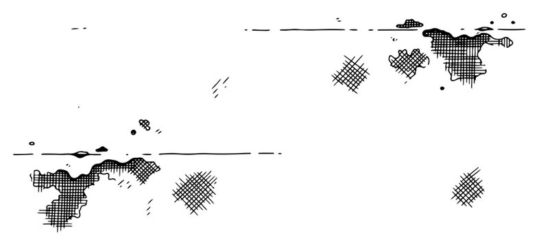 Minimalist abstract marks with organic textures and crosshatched patterns in vintage engraving style