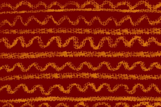 Abstract orange zigzag texture on deep red background