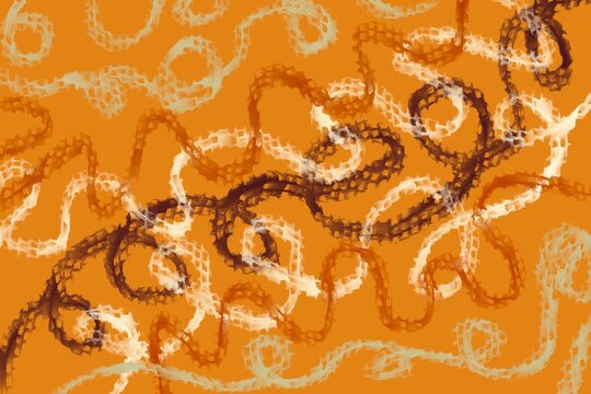 Abstract looping chain pattern on orange textured background