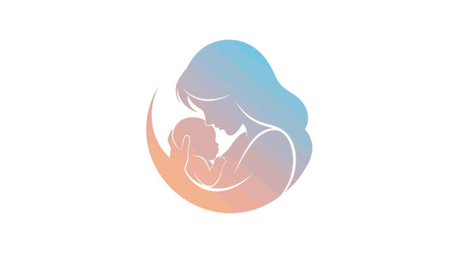 Mother holding newborn baby illustration.