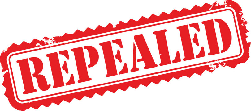Repealed red stamp on white background