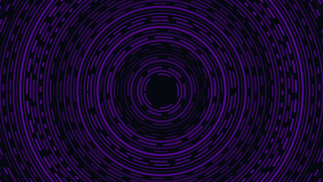 Abstract digital background with glowing purple concentric circles representing technology data or sound wave patterns