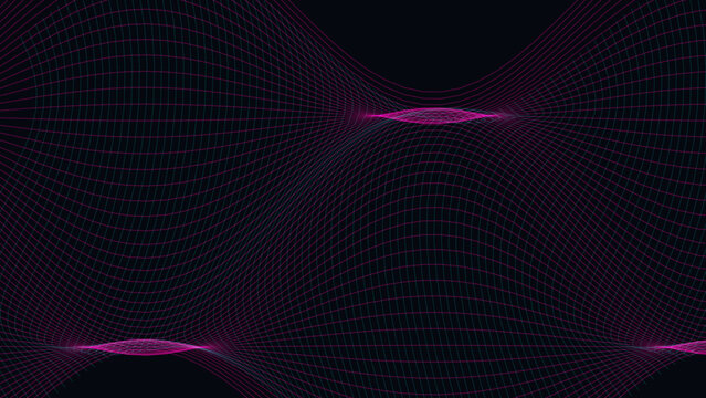 Abstract futuristic background featuring glowing magenta wavy lines and a digital grid ideal for technology network or communication designs