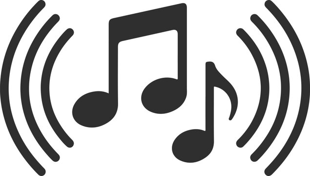 Musical notes icon with sound waves
