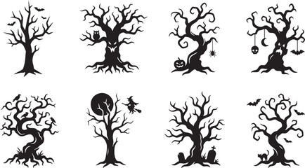 Fototapeta premium Halloween tree silhouettes for spooky decorations and party themes