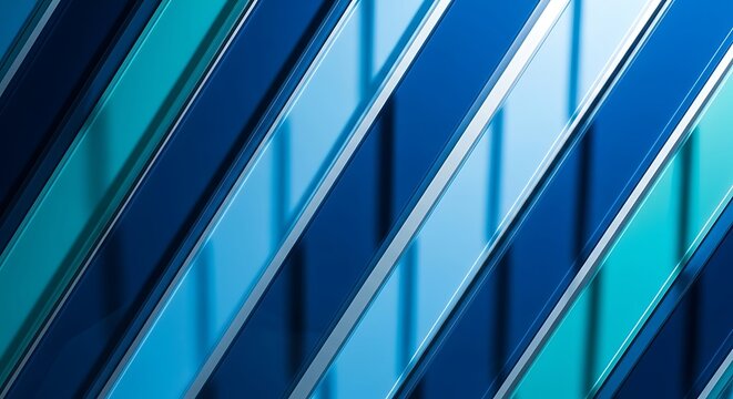 Diagonal Blue And Teal Stripes With Reflections abstract