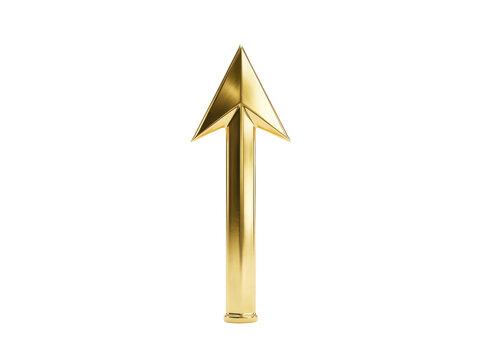 Shiny metallic gold arrow pointing up