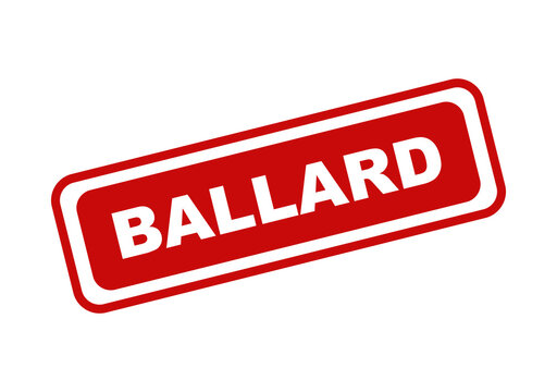 Red stamp design featuring the word ballard in bold white capital letters isolated on a transparent background isolated on transparent background