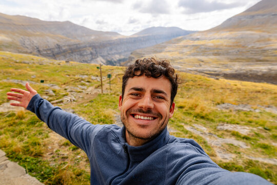 Smiling hiker selfie in Ordesa and Monte Perdido Park