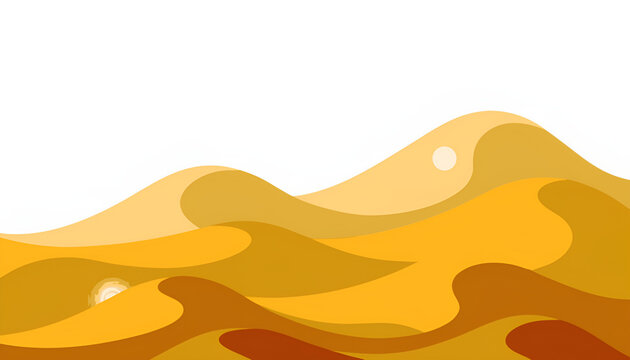 minimalist desert landscape illustration with layered sand dunes and white sky background