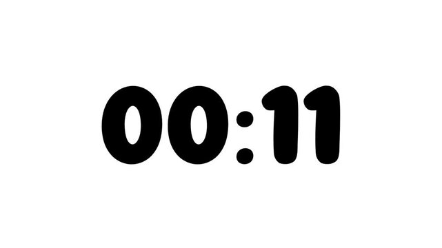 Minimalist Digital Countdown Timer 11 to 02 Seconds